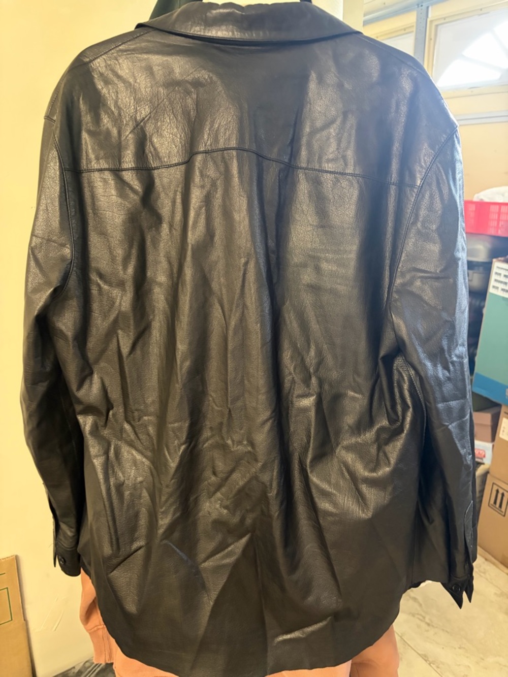 Theory Black Leather Button-Front Shirt Jacket - Picture 4 of 4